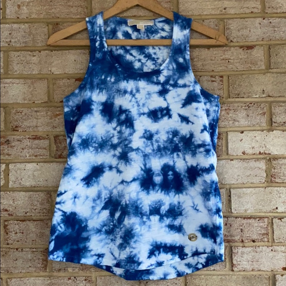 Michael Kors Blue and White Tie Dye Tank XS